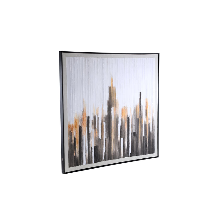 PTMD Gustas Brown Framed Wallpanel Poly Strips Square