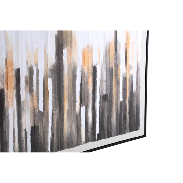 PTMD Gustas Brown Framed Wallpanel Poly Strips Square