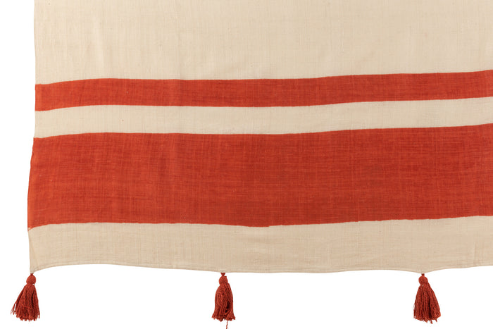 J-line - Plaid Strand Groeven Katoen Koraal - 185x135x2cm