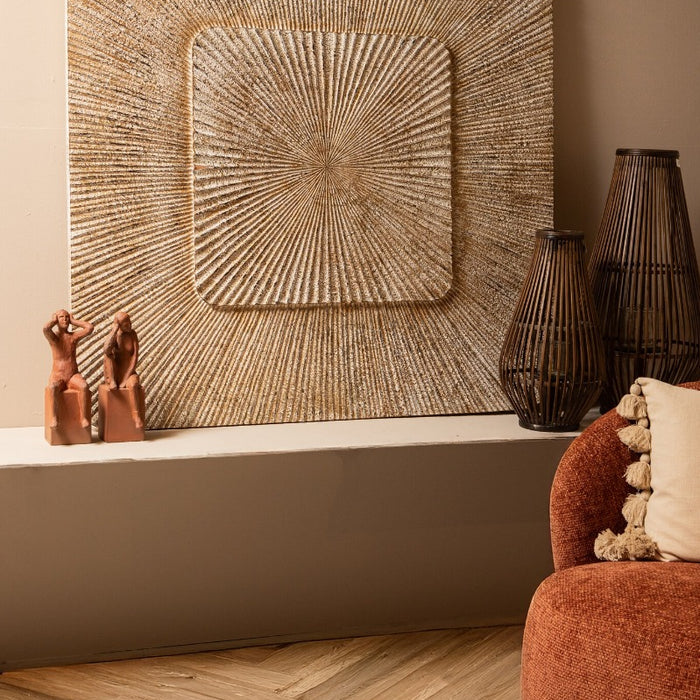 PTMD Dishita Cream Square Mdf Wall Panel Ribbed Large