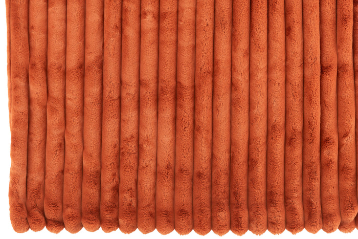 J-line - Plaid Large Corduroy Polyester Roest - 180x130x2cm