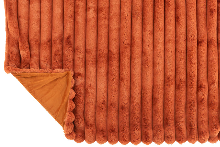 J-line - Plaid Large Corduroy Polyester Roest - 180x130x2cm