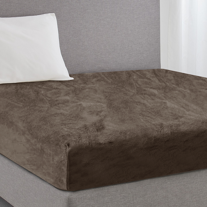 Eleganzzz Hoeslaken Flanel Fleece 35cm Hoekhoogte - taupe grey