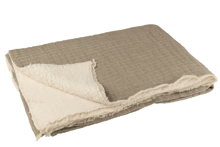 J-line - Plaid Strepen Stiksel Katoen|polyester Grijs - 180x130x1cm