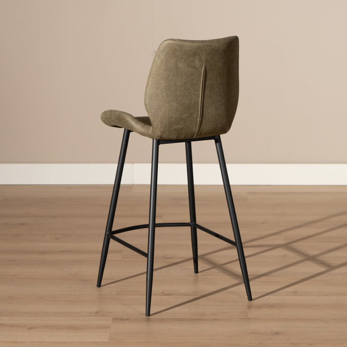 Bronx71 Industriële barkruk Barrel olijfgroen eco leer 69 cm -