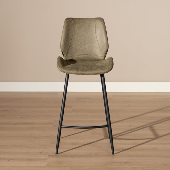 Bronx71 Industriële barkruk Barrel olijfgroen eco leer 69 cm -