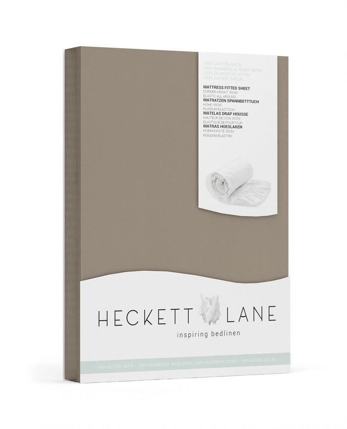 Heckett & Lane Hoeslaken Elementi Katoen Satijn 40cm Hoek - taupe grey