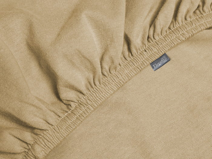 Eleganzzz Splittopper Hoeslaken Jersey Katoen Stretch - zand