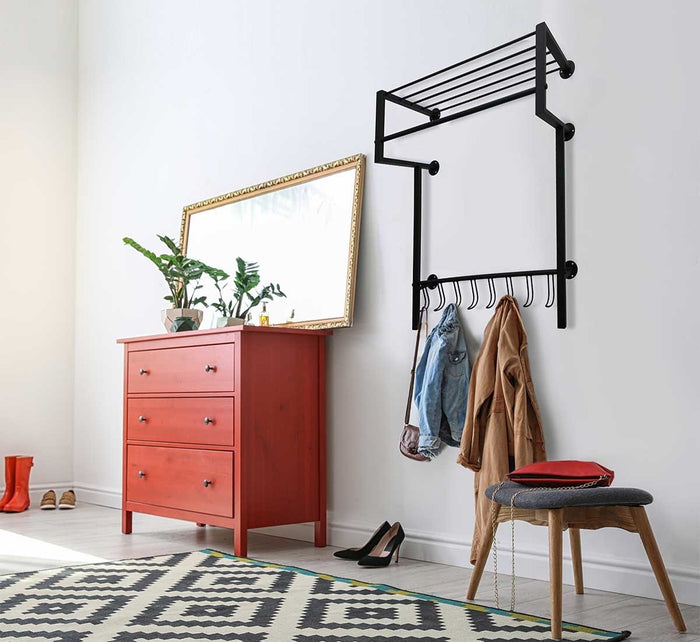 Ylumen Kapstok met 8 haken 70 cm breed - 90 cm hoog Zwart