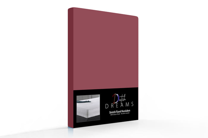 Dutch Dreams Hoeslaken Flanel Stretch - 25cm Hoek - 2x - bordeaux