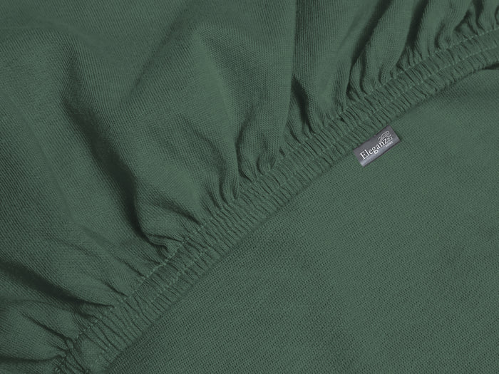 Eleganzzz Splittopper Hoeslaken Jersey Katoen Stretch - dark green