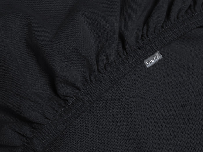 Eleganzzz Splittopper Hoeslaken Jersey Katoen Stretch - zwart