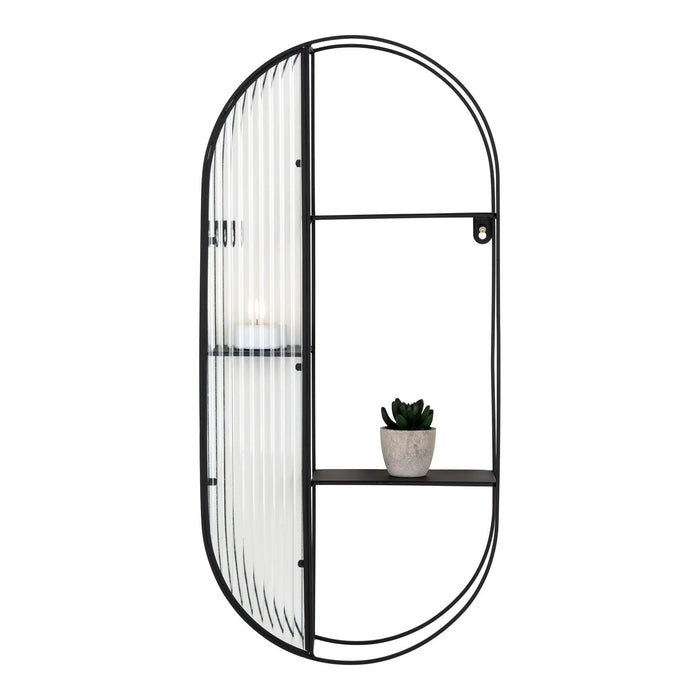 QUVIO Wandrek Mila - 3 Planken - Staal - Glas - Zwart