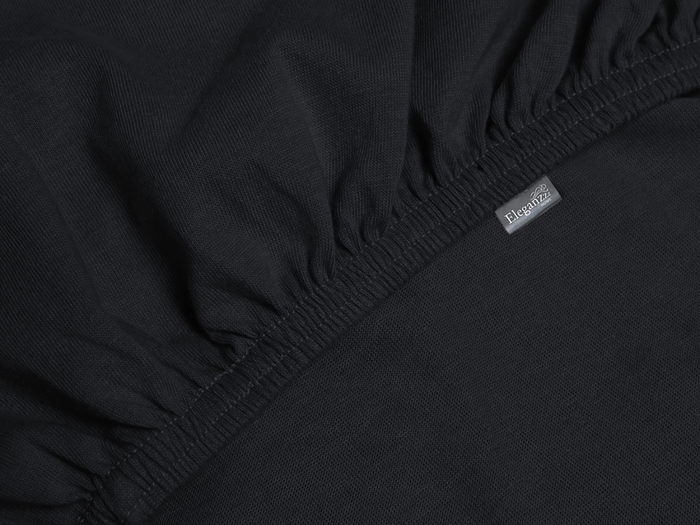 Eleganzzz Hoeslaken Jersey Katoen Stretch 35cm Hoge Hoek - zwart