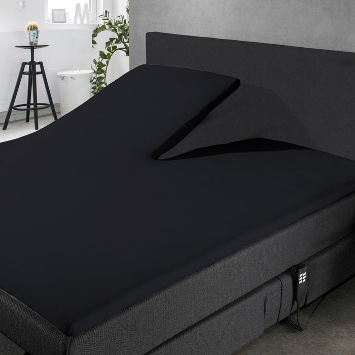 Eleganzzz Splittopper Hoeslaken Jersey Katoen Stretch - zwart