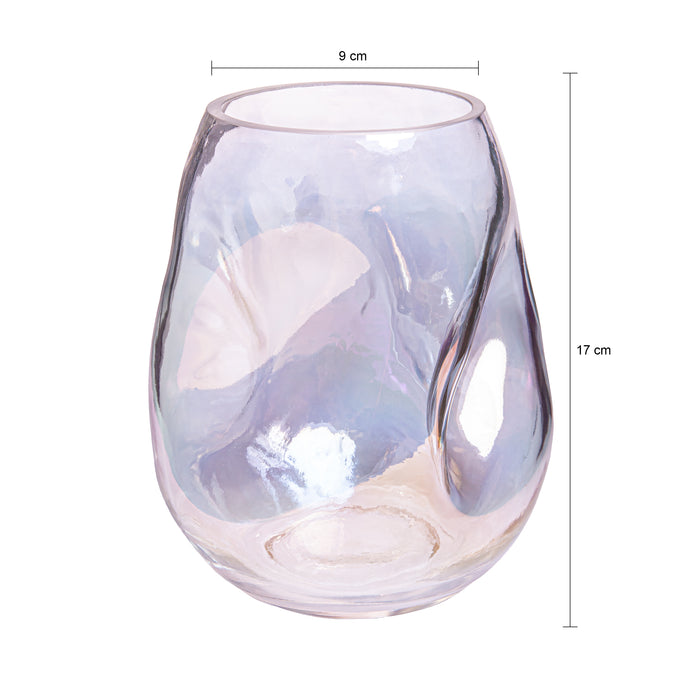 QUVIO Vaas ingedeukt - Maat S - Glas - Parelmoer