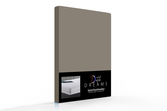 Dutch Dreams Hoeslaken Flanel Stretch 25cm Hoge Hoek Set van 2 - taupe