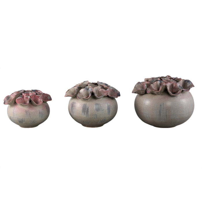 PTMD Jullia Lilac Ceramic Vase Flower Shaped Holes L