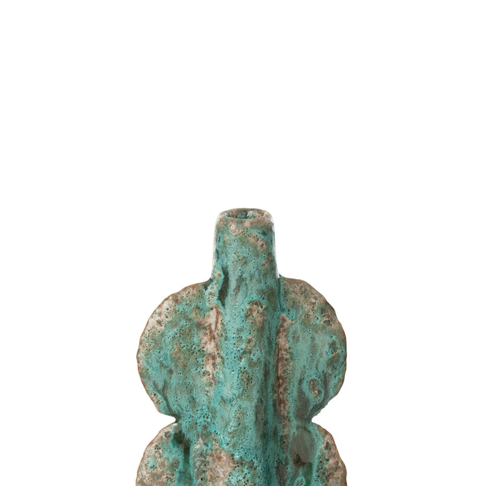 J-Line vaas Naga Smal - keramiek - azuur|bruin - 20 cm hoog