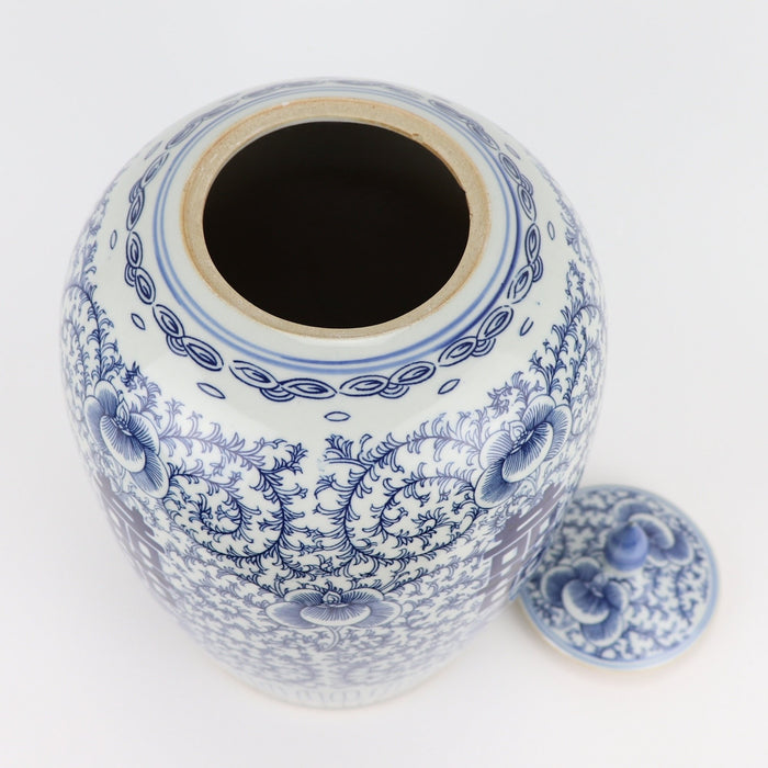 Fine Asianliving Chinese Gemberpot Blauw Wit Dubbele