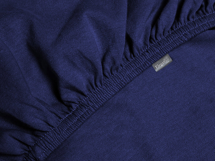 Eleganzzz Splittopper Hoeslaken Jersey Katoen Stretch - donker blauw