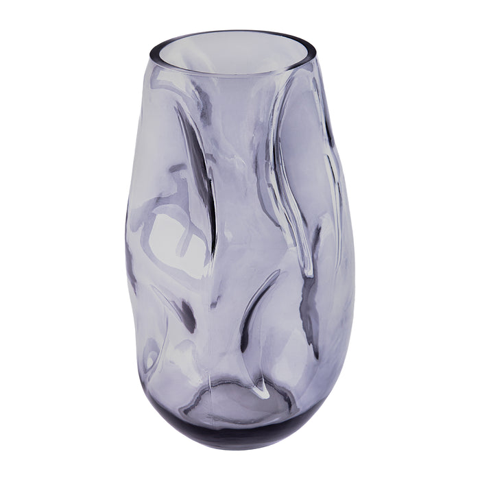 QUVIO Vaas ingedeukt – Maat L – Glas – Grijs