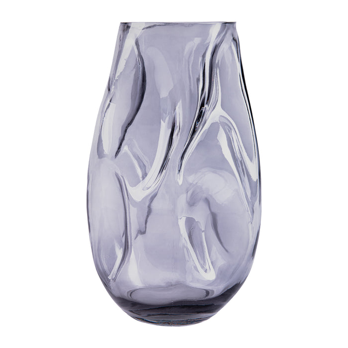 QUVIO Vaas ingedeukt – Maat L – Glas – Grijs