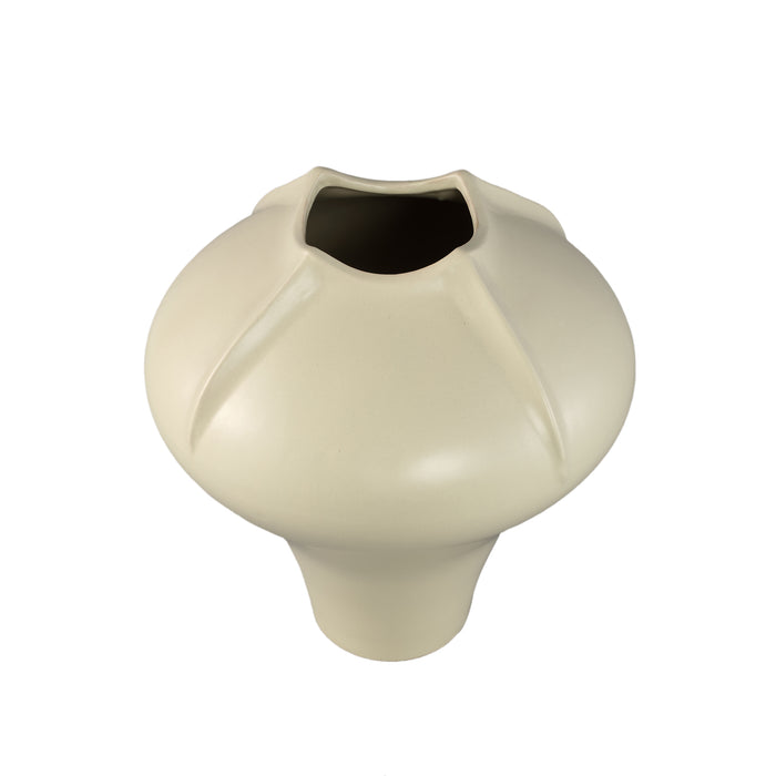 PTMD Ginos Cream Matt Ceramic Organic Bulb Vase L