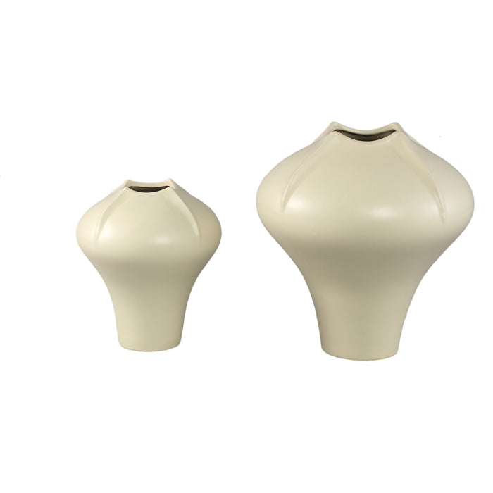 PTMD Ginos Cream Matt Ceramic Organic Bulb Vase L