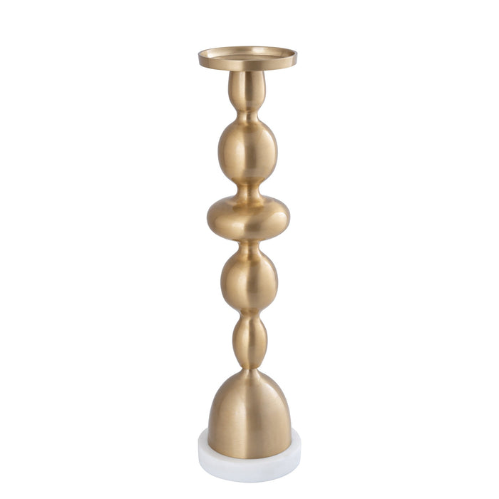 PTMD Gurditt Gold Casted Alu Candleholder Marble Base L