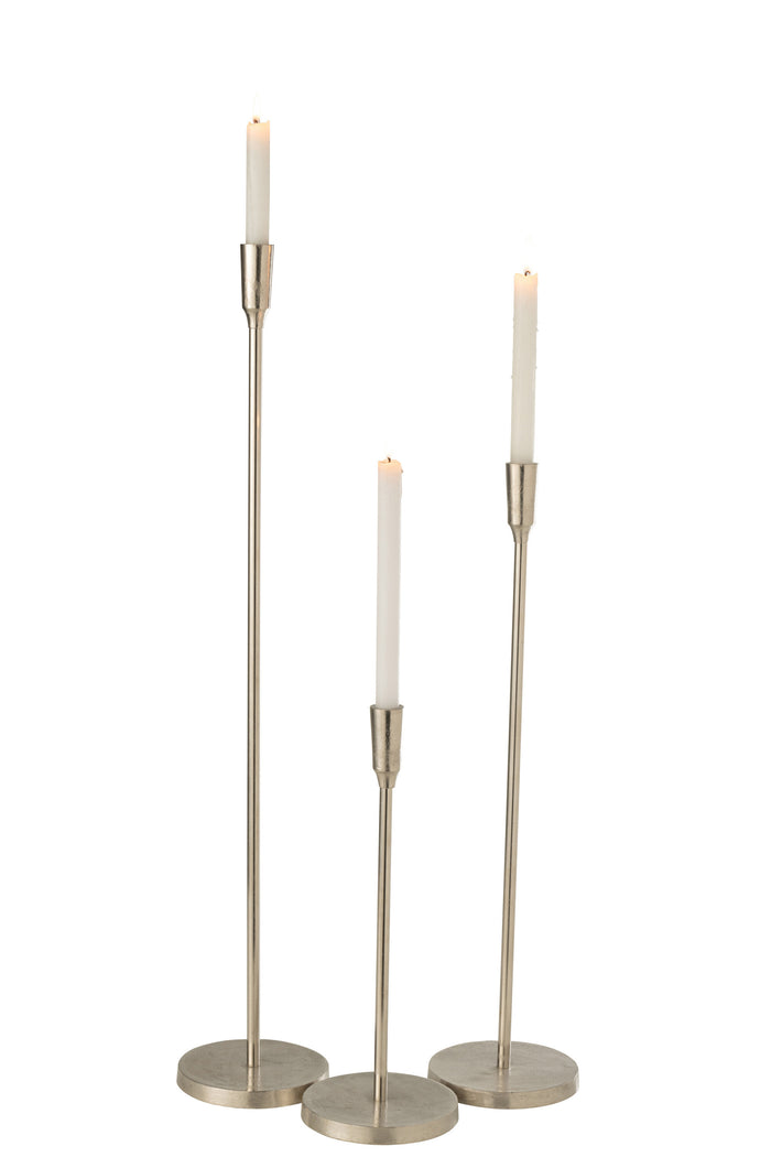 J-line - Kandelaar Metaal Zilver Large - 15.5x15.5x81.5cm