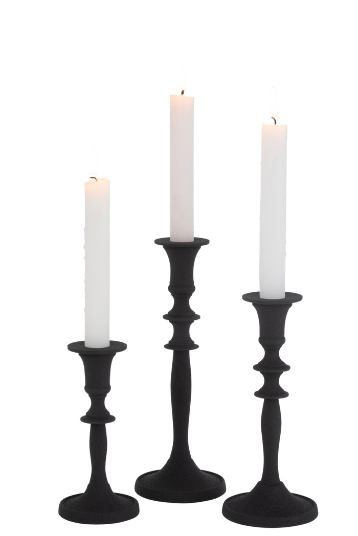 J-line - Set 3 Kaarshouder Klassiek Aluminium Zwart - 9x9x23.5cm