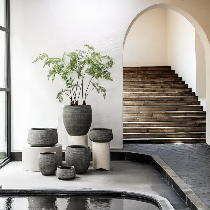 PTMD Giulietta Grey Round Magnesium Pot Lines Low SV3