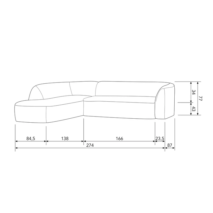 WOOOD Sloping Hoekbank Links - Velvet - Mountain