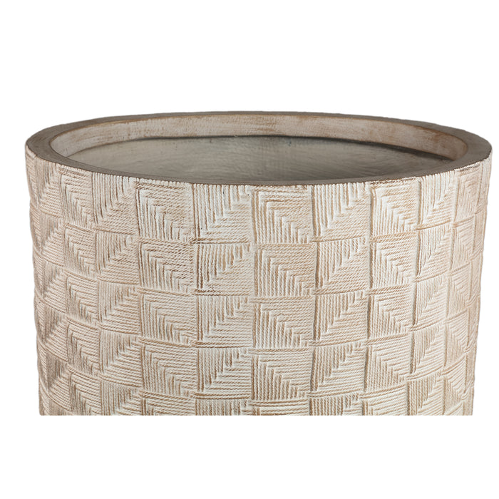 PTMD Suguna White Round Magnesium Pot Squares High SV3