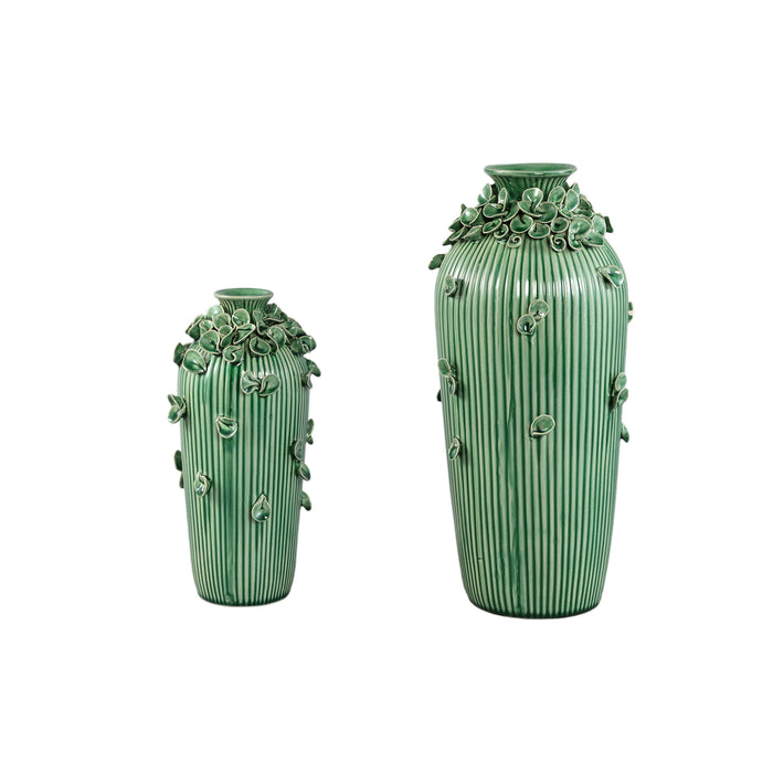PTMD Saubaan Green Round Glazed Ceramic Vase Flowers L