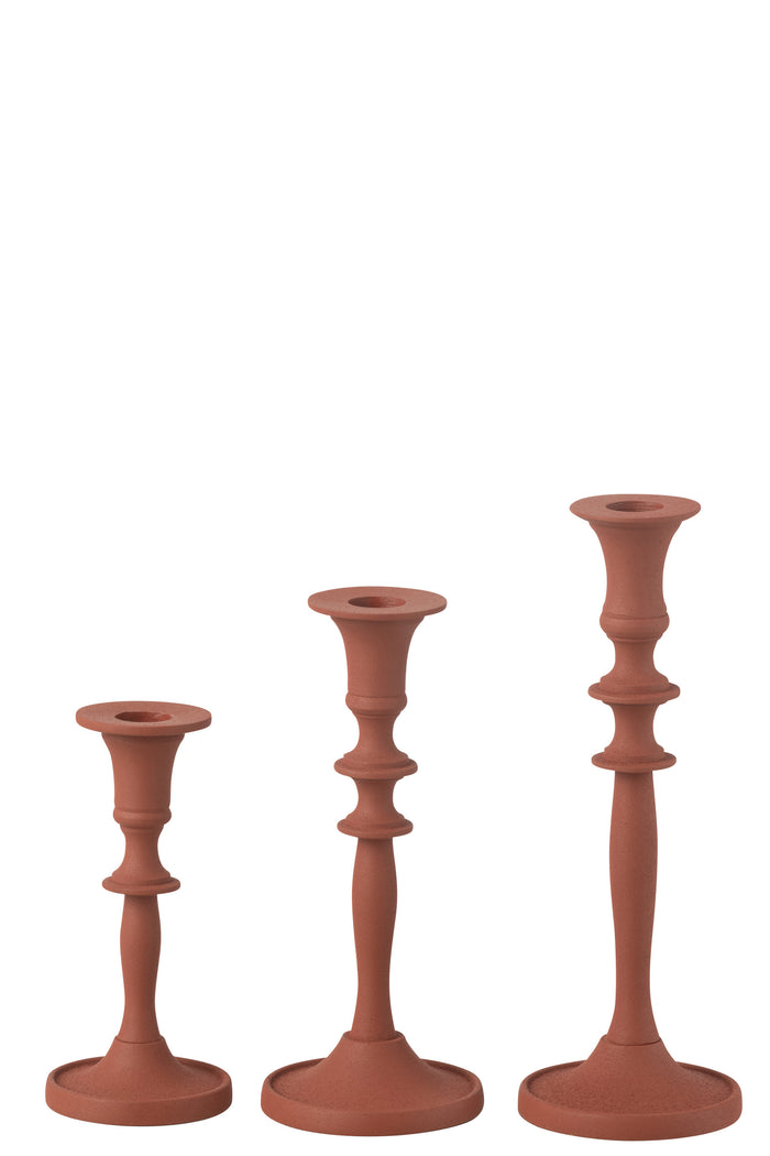 J-line - Set 3 Kaarshouders Klassiek Aluminium Roest - 8.5x8.5x23.5cm