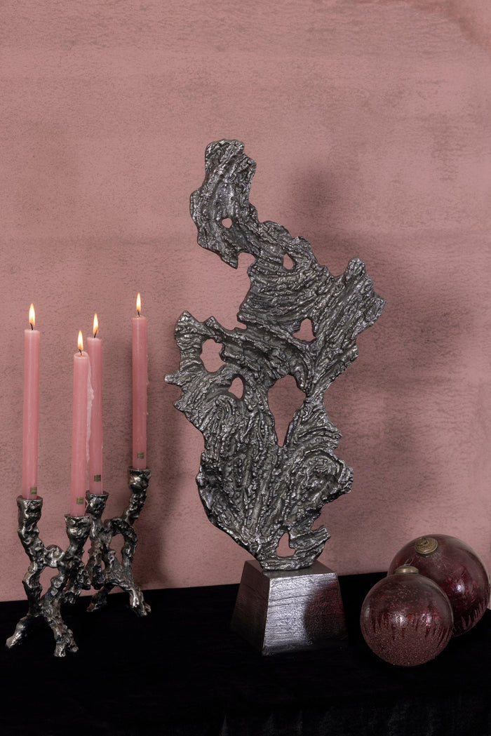 PTMD Amato Silver Casted Alu Rough Abstract Statue