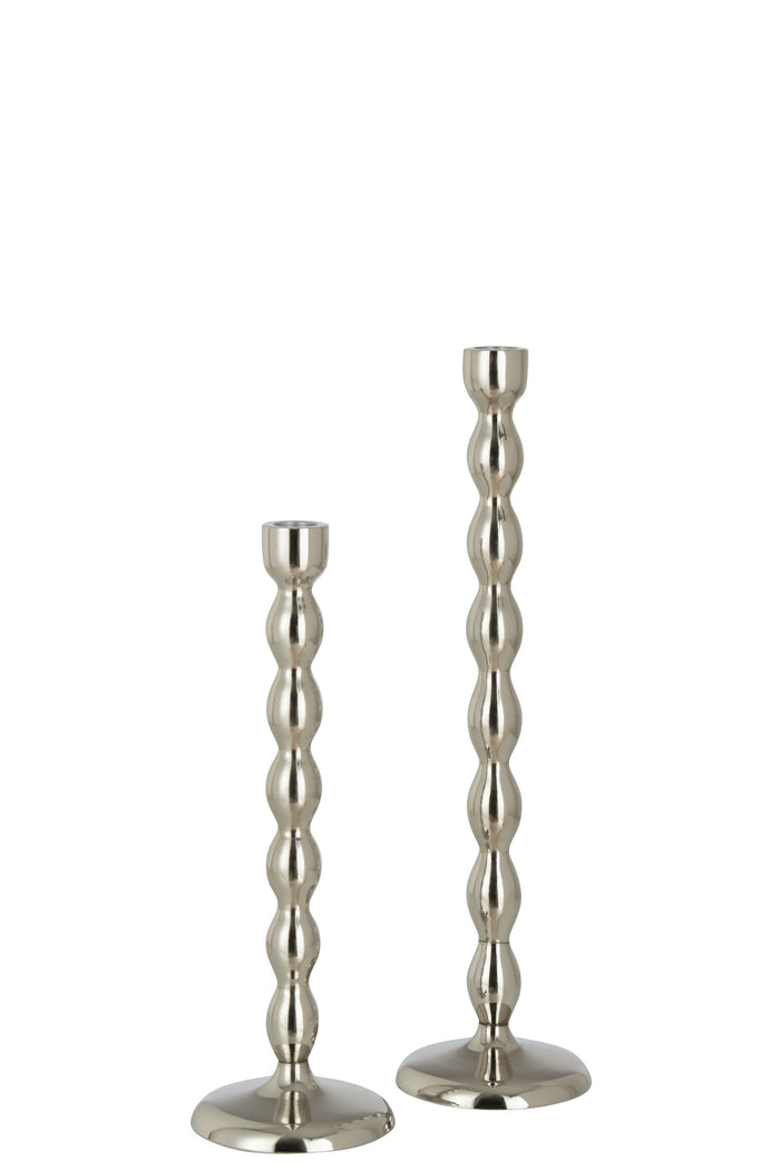 J-line - Kandelaar Bollen Glanzend Zilver Large - 10.5x10.5x40cm