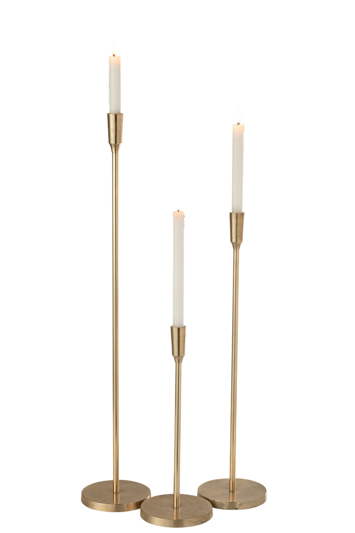 J-line - Kandelaar Metaal Goud Large - 15.5x15.5x79.5cm