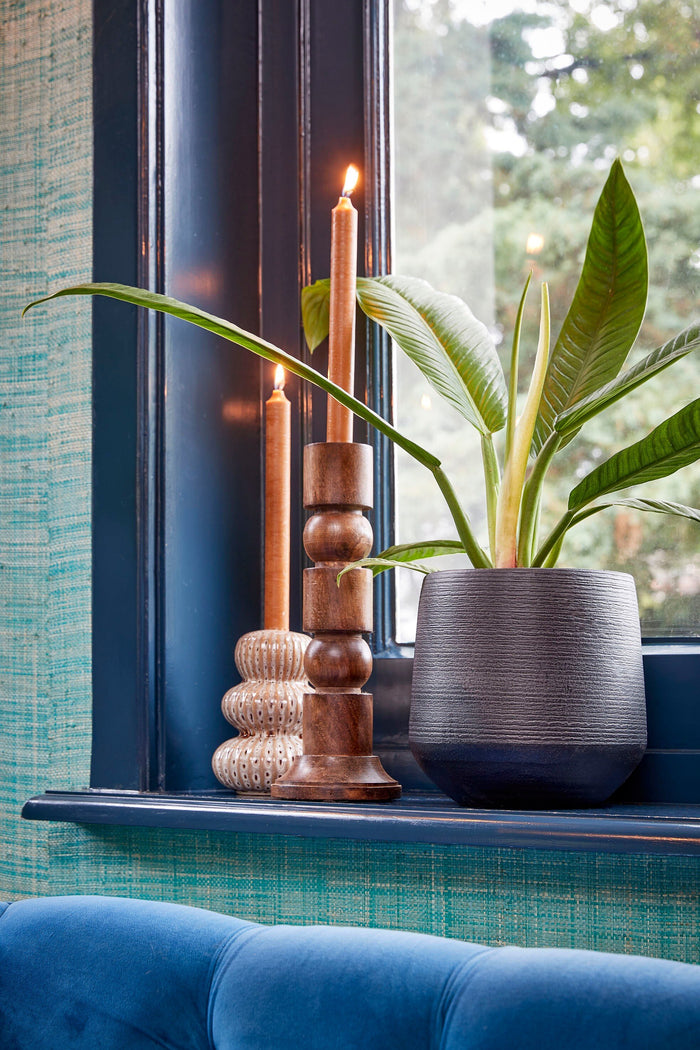 Mica Decorations Philo Kandelaar - H30 x Ø11 cm - Mangohout - Bruin