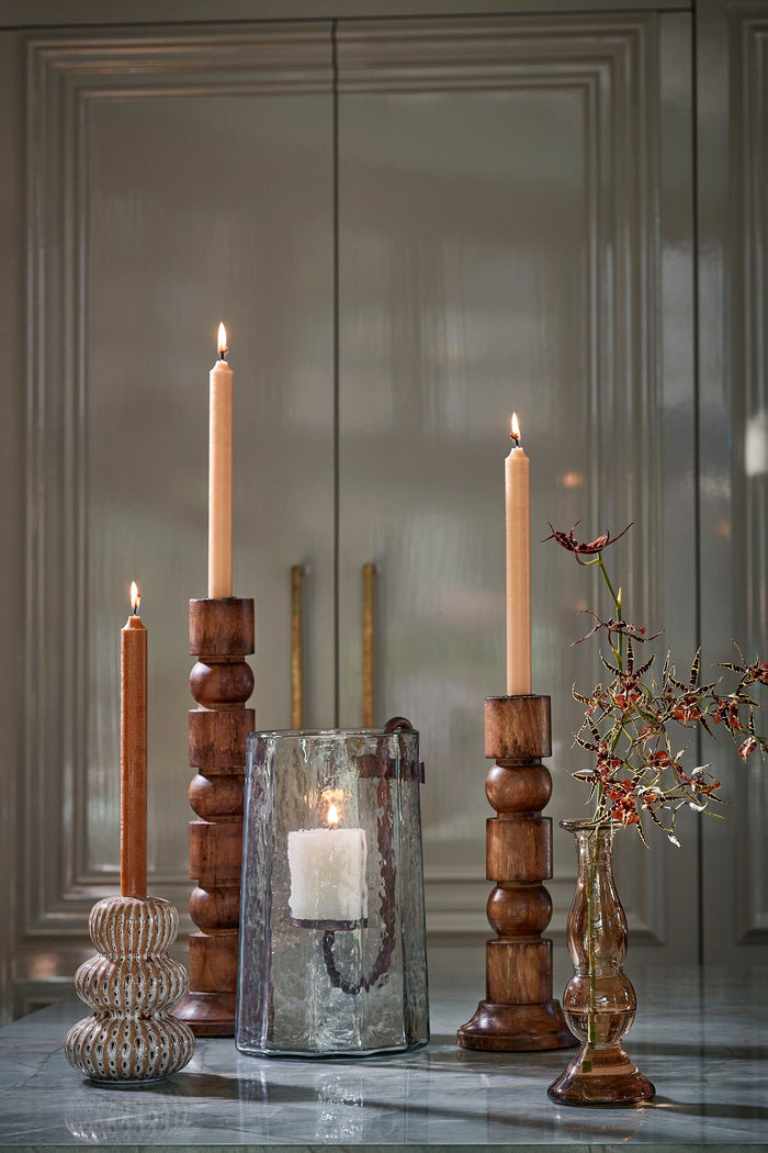 Mica Decorations Philo Kandelaar - H30 x Ø11 cm - Mangohout - Bruin