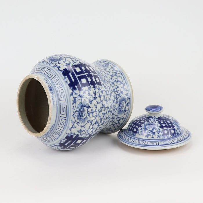 Fine Asianliving Chinese Gemberpot Blauw Wit Dubbele