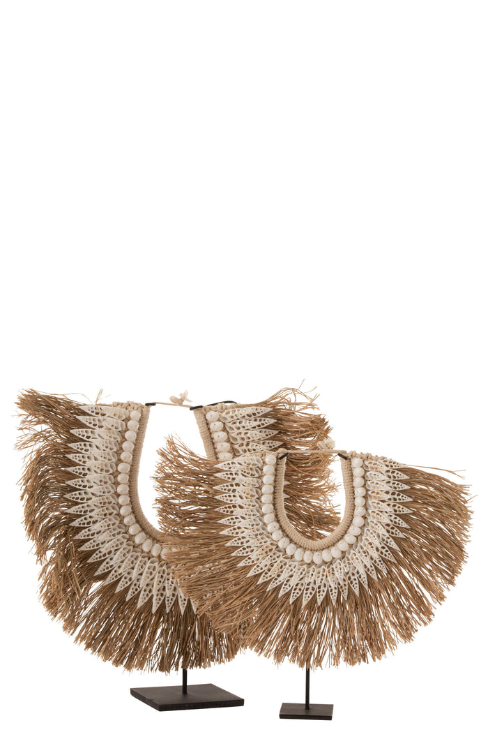 J-line - Ketting+staander Dora Schelpen|zeegrass Wit Small - 40x8x36cm