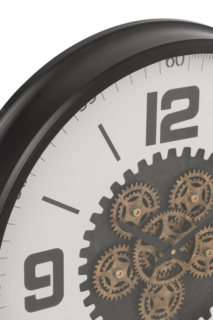 J-line - Klok Tandiel Mdf Zwart|wit Large - 60x9.5x60cm