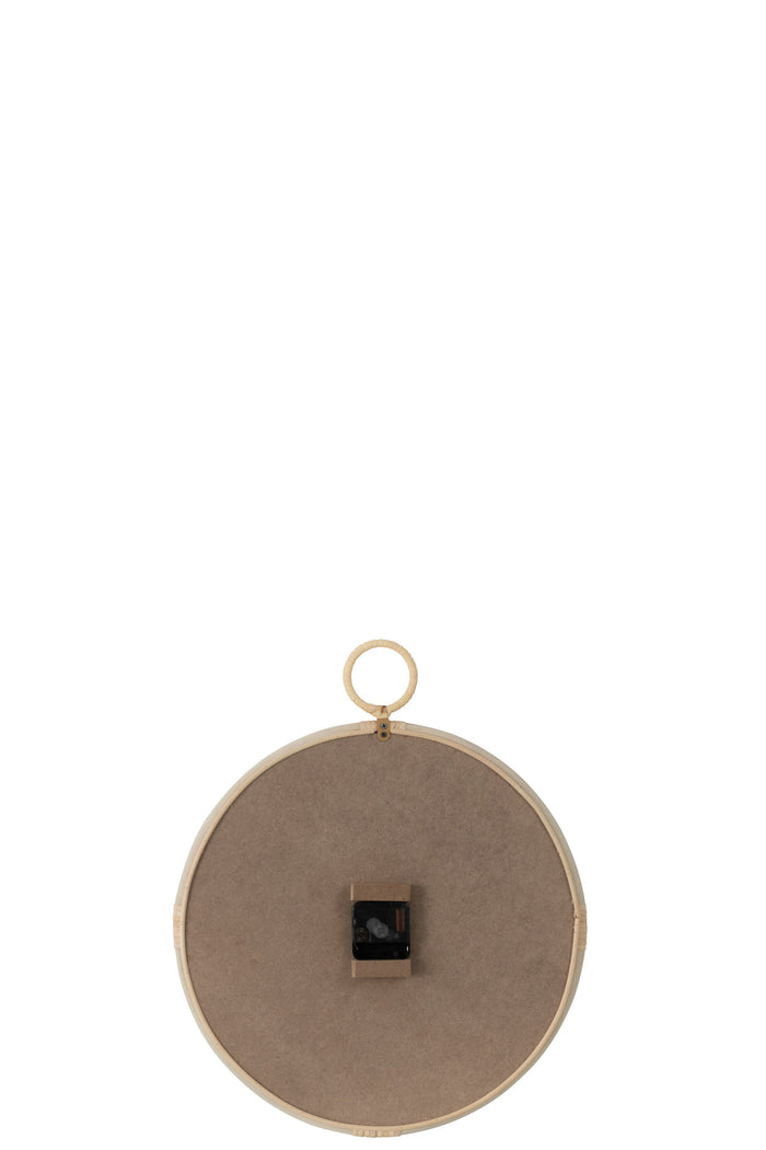 J-line - Wandklok Kyr Rotan|mdf Natuur|wit Small - 40x2.5x48cm