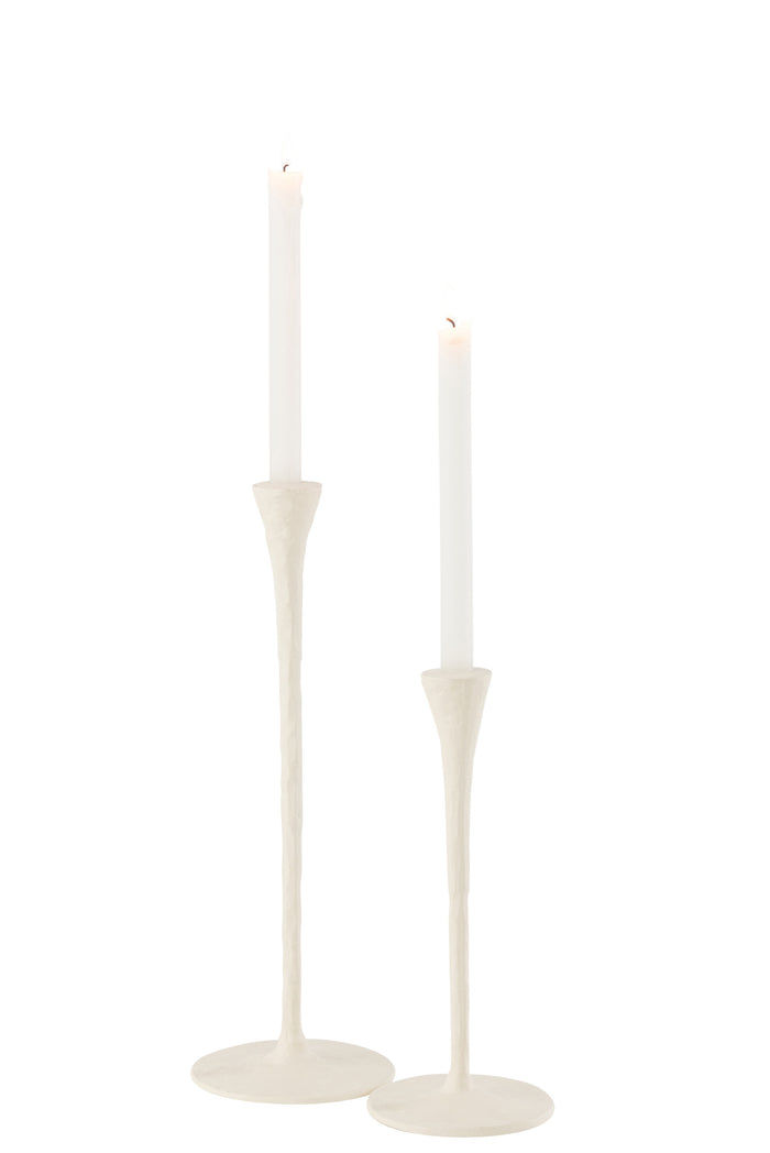 J-line - Set Van Twee Kandelaar Goa Aluminium Wit - 14x14x42cm