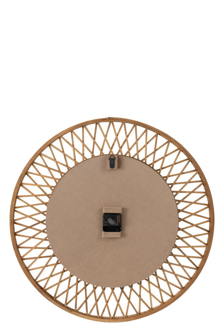J-line - Wandklok Wonder Rotan Natuur Wit Large - 61.5x2.5x61.5cm