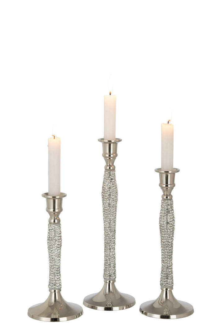 J-line - Kandelaar Diamant Aluminium Zilver Large - 10x10x31.5cm