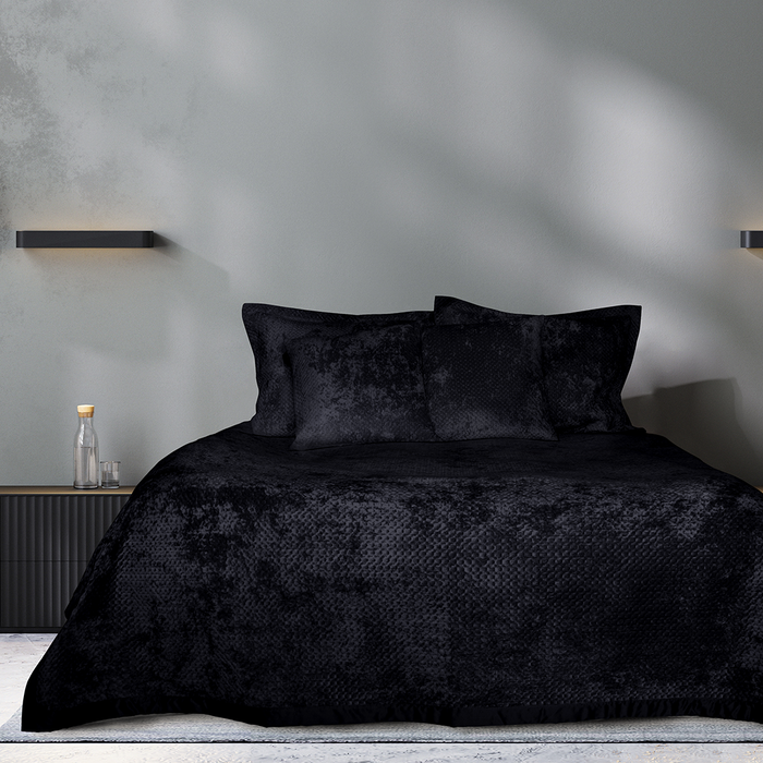 LINNICK Velvet Kussensloop - black 60x70cm - Set van 2